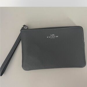 Coach Charcoal Leather Wristlet